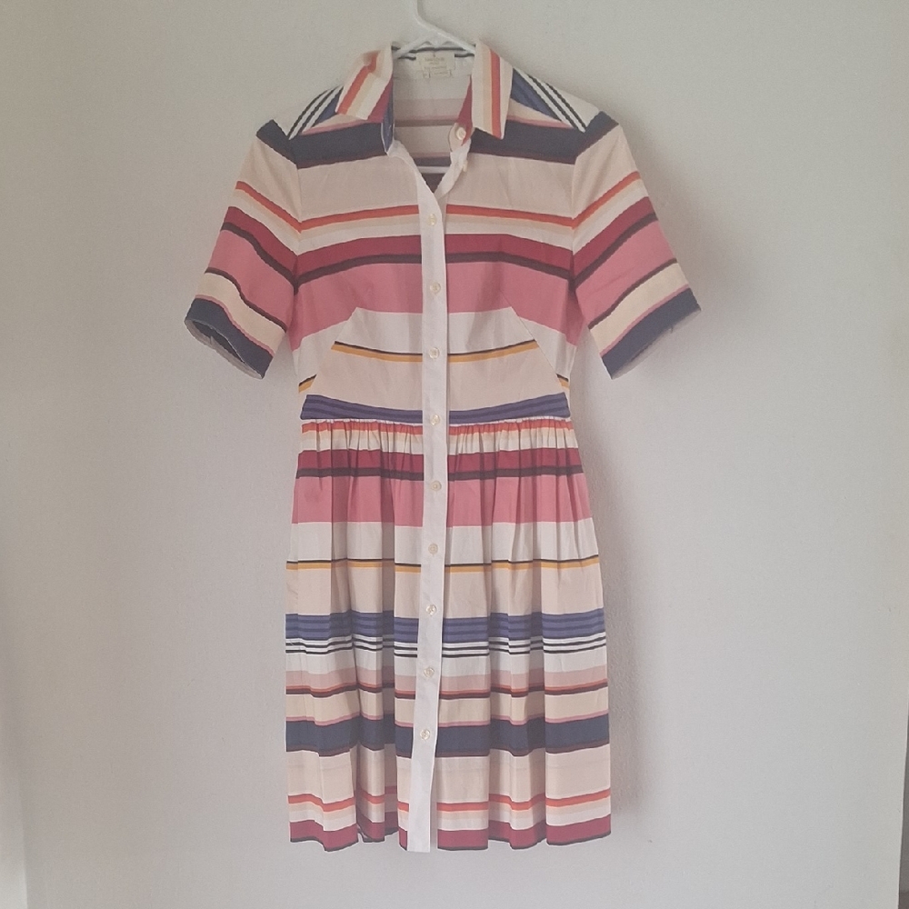 Designer Kate Spade Navy and White Striped Top 100% Cotton Sz 00